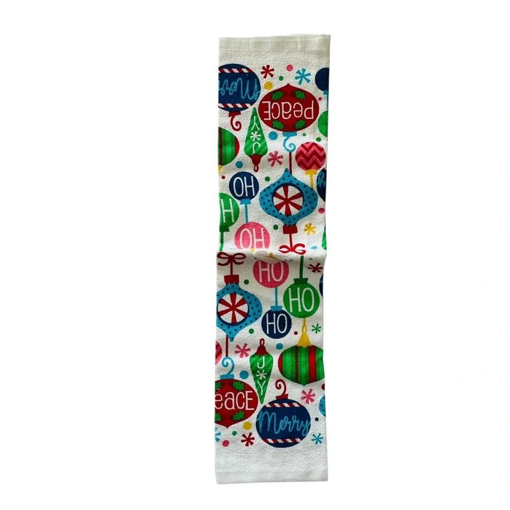 Holiday Ornaments Cotton Kitchen Towel 15”x24”